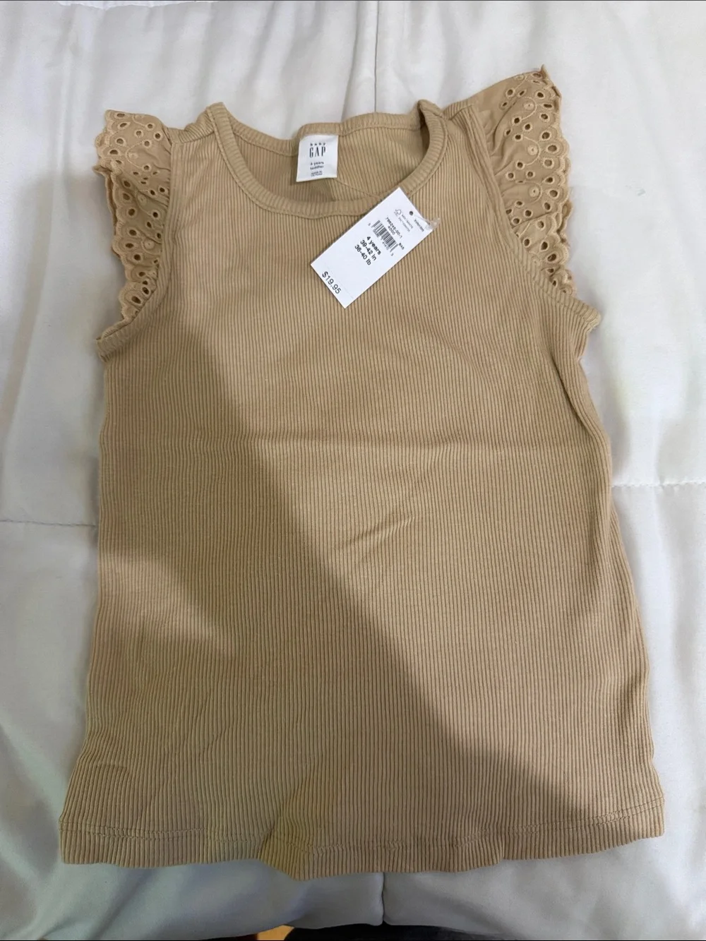 Brand new GAP Kids Ribbed Tan Flutter Sleeve Tank Top